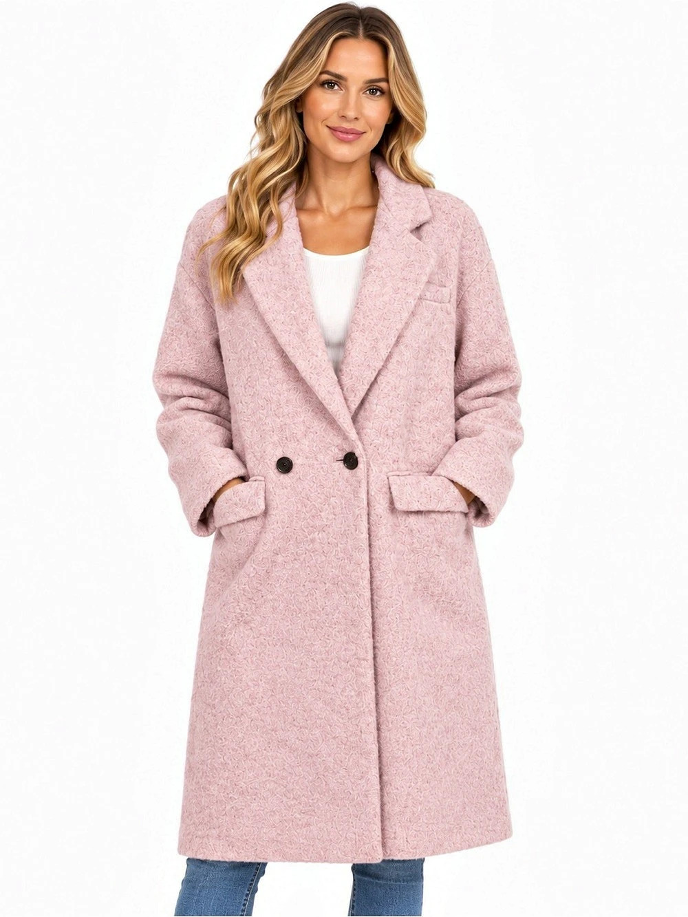 J.Crew XL Pink Wool Blend Coat Italian Manifattura di Carmignano Double Breasted